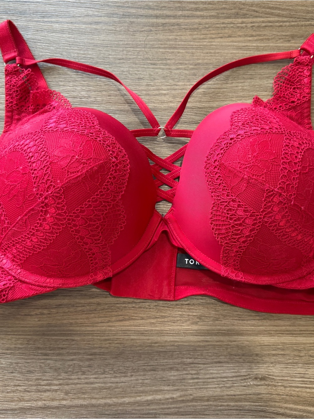 torrid Red Lace Strappy Push-Up Bra